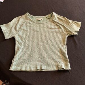 American Eagle Outfitters Green and Pink Ribbed Top